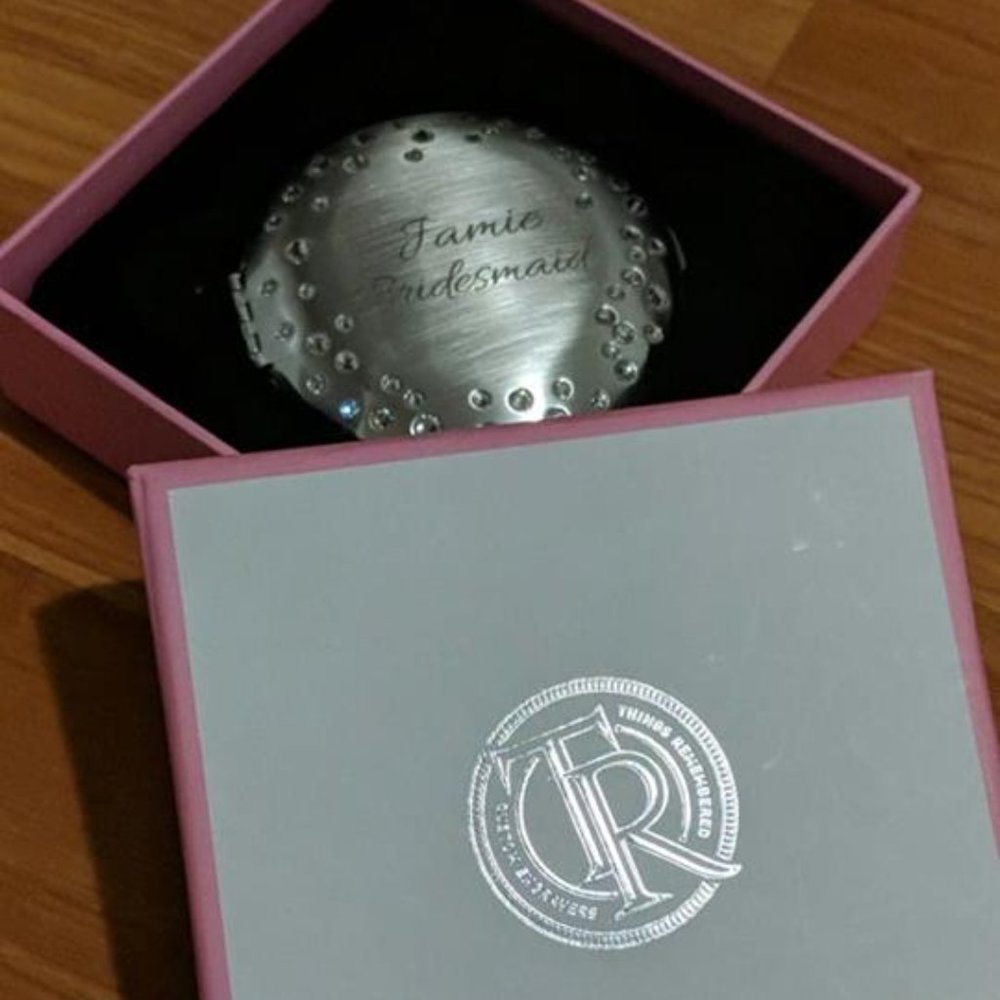 Things Remembered Mirrored Compact "Jamie- Bridesmaid" w/ Swarovski crystals